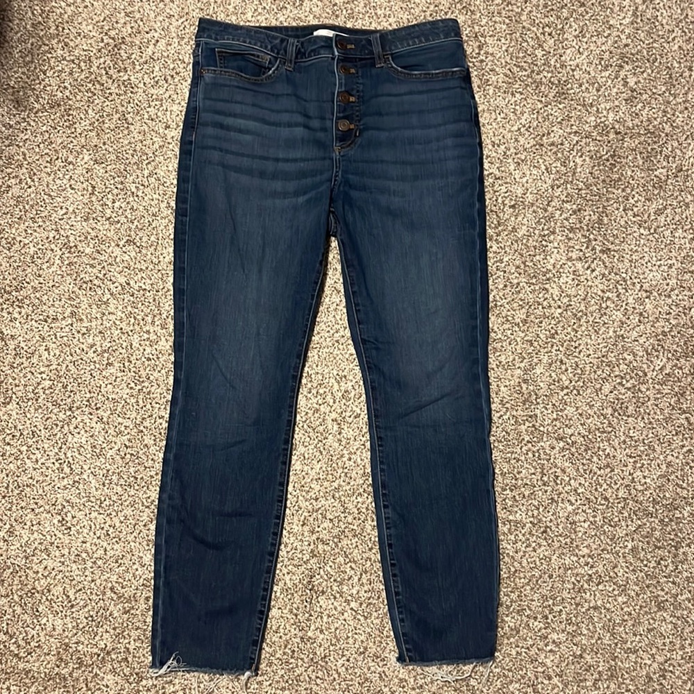 Lauren Conrad Button Fly Fray hem Skinny Jeans Size 14